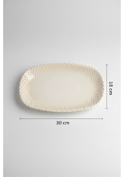 Valencia Oval Kayık Tabak 30cm Dijital Punto Rinart Krem