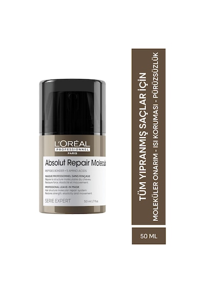 L'Oréal Professionnel Absolut Repair Molecular Yıpranmış Saçlar İçin Durulanmayan Maske 50 ML