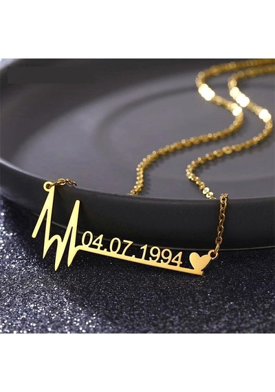 Gümüş Kalp Ritmi Tarihli Kolye Rose Gold