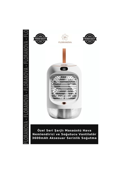 Özel Seri Şarjlı Masaüstü Hava Nemlendirici Ve Soğutucu Vantilatör 3600mah Aksesuar Serinlik Soğutma