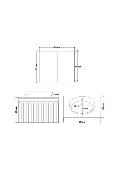 Mina Banyo Dolabı Takımı 75 Cm Özel Seri Gri