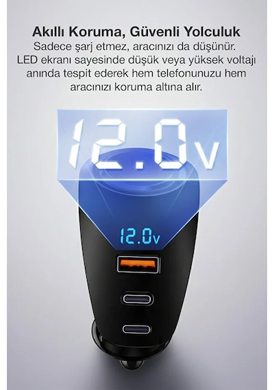 90w Type-c Usb Araç Şarjı Süper Hızlı Pd 4.0 & Qc 3.0 Çakmaklık Şarj Adaptörü 1