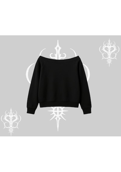 Startmore Beyaz Kayık Yaka Sweatshirt Autumn Spider Siyah