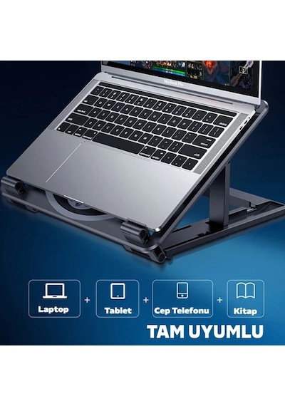 Ally Ayarlanabilir Taban Çift Fanlı Tablet Ve Laptop Soğutucu Stand- 5775 Renk: Siyah