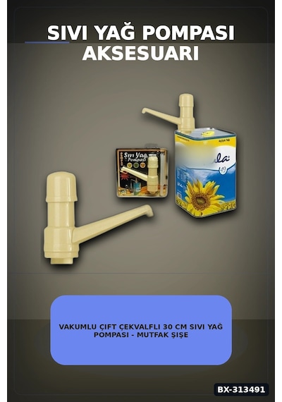 Vakumlu Çift Çekvalfli 30 Cm Sıvı Yağ Pompası - Mutfak Şişe Pompa Aksesuarı Bx-313491 Diğer