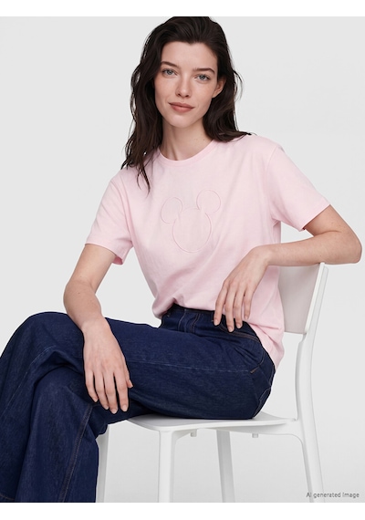 Lcw Comfort Pembe Mickey Mouse Nakışlı %100 Pamuklu Kadın Tişört