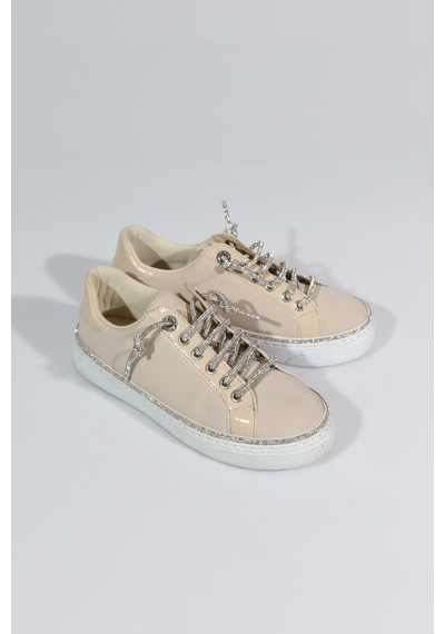 Dgn 2475 Kadin Taş İp Bağcikli Sneaker Ayakkabi Bej Nubuk
