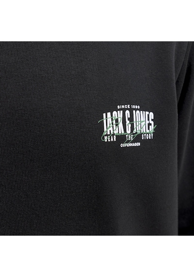 Jack & Jones Erkek Gögüs Baskili Bisiklet Yaka Sweatshirt - Aero - 12298492 Siyah