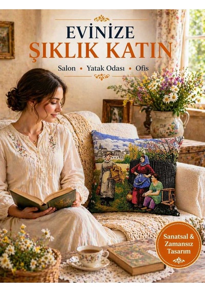 Goblen Dokuma Kadınlar Çit Desen Kırlent Kılıf Çok Renkli