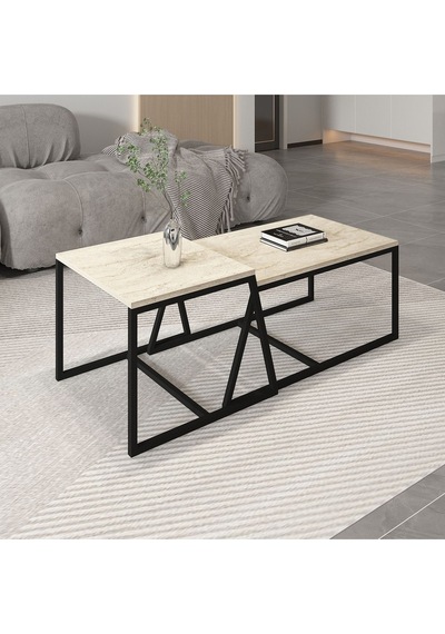 Minimal 2'li Orta Sehpa - Bej Bej Minimal 2'li Orta Sehpa - Bej Bej