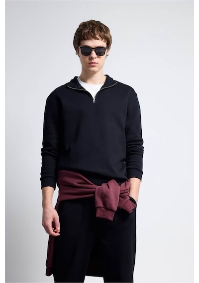 Defacto Dik Yaka Yarım Fermuarlı Sweatshirt F9323ax26spbk81 Siyah-bk81 Defacto Dik Yaka Yarım Fermuarlı Sweatshirt F9323ax26spbk81 Siyah-bk81