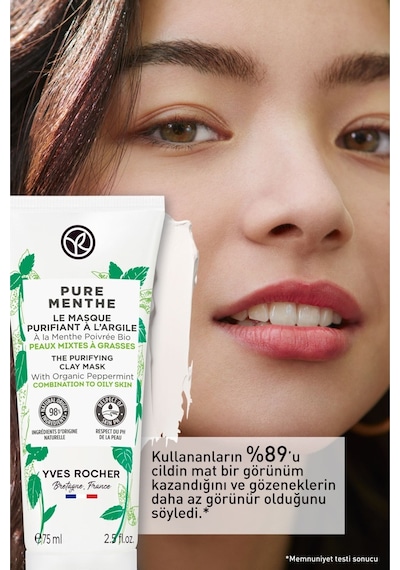 Yves Rocher Pure Menthe Karma ve Yağlı Ciltler İçin Kil Maskesi 75 ML