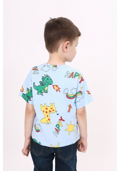 Toontoy Kids Toontoy Erkek Çocuk Baskılı Tişört Mavi