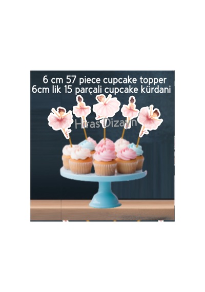 32 Parça Balerin Happy Birthday Parti Balo Banner Pasta Kürdanı Cupcake Doğum Günü Süsü 20
