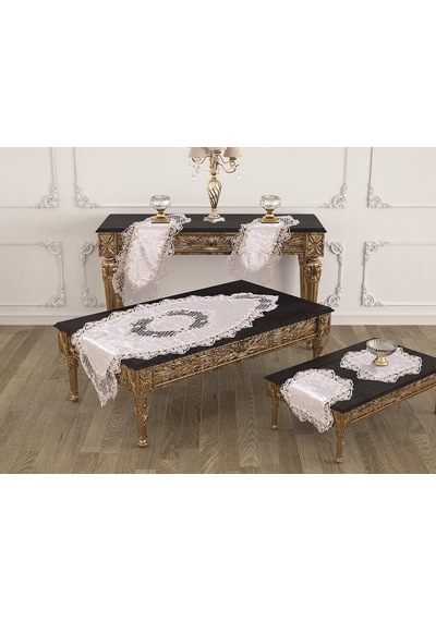 Pırlanta Salon Takımı 5 Parça Krem