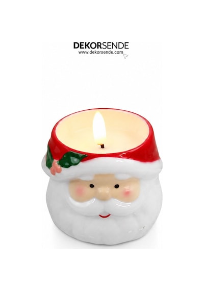 Yılbaşı Pilli Mum Noel Baba Beyaz 10 Cm