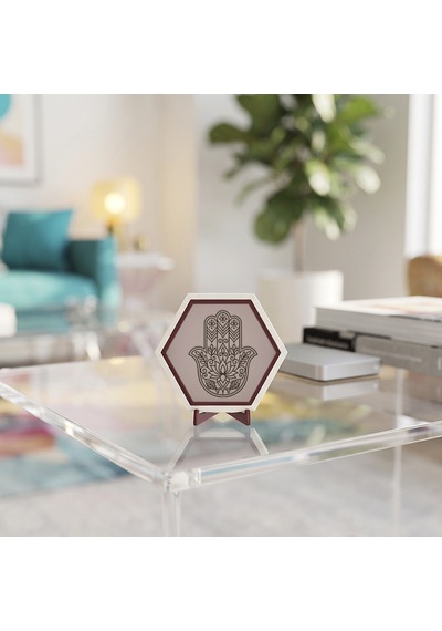Modern Ve Butik Hamsa Masaüstü Objesi, Çalışma Alanınıza Özgünlük Katan Şık Ve Estetik Bir Tasarım Parçası 10x10 Cm, Yavru Ağzı