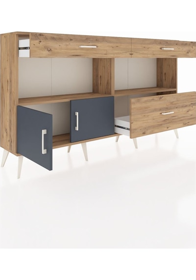 Arges Konsol 2 Raflı 3 Çekmeceli 2 Kapaklı 176x30x99 Çam-antrasit Çam-antrasit/çam Arges Konsol 2 Raflı 3 Çekmeceli 2 Kapaklı 176x30x99 Çam-antrasit Çam-antrasit/çam