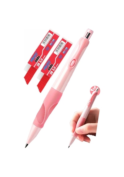 Pembe Kalın Uçlu Kalem 2.0 Mm 1 Adet Ve 2.0 Mm Kalın Uç Kırmızı 2 Adet Vr22 Kalın Uçlu Mekanik Kalem Açık Mavi
