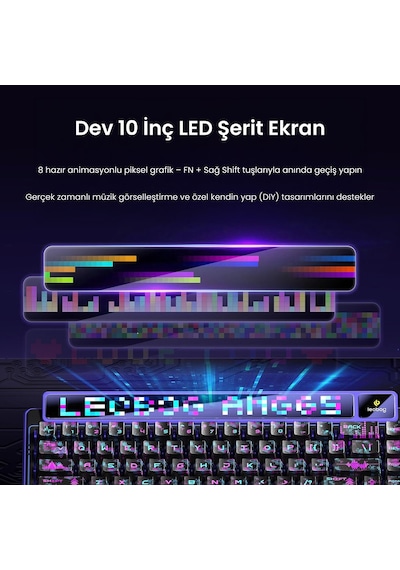 Leobog Amg65 Mekanik Gaming Oyuncu Klavyesi Led Matrix Ekranlı Jasper Switch Rgb Hot Swap Siyah