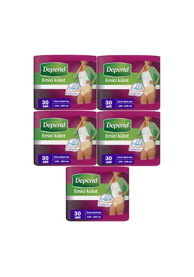 Depend Emici Külot Kadın Hasta Bezi Ekstra Büyük Boy 5 x 30'Lu