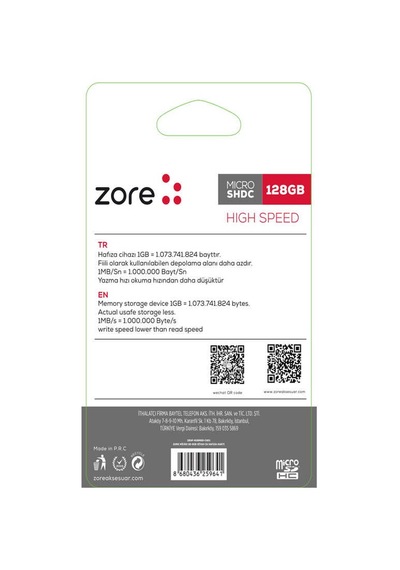 Zore Micro Sd Hafıza Kartı 128Gb