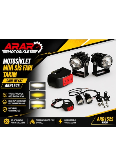 Motosiklet Mini Sis Farı Takım Sarı-beyaz-arr1525 2 Adet