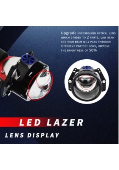 W60 Çift Reflektör Tasarımlı Çift Led Projektör Lensli Lazer Far