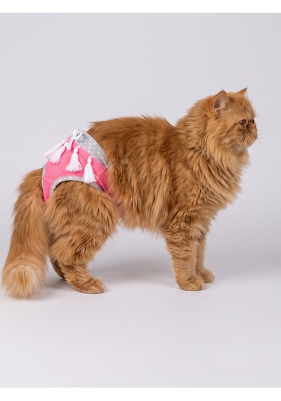 Neo Pink Dişi Kedi Regl Külotu Don Kedi İç Çamaşırı Ayarlanabilir Bağcıklı Küçük Irklar İçin