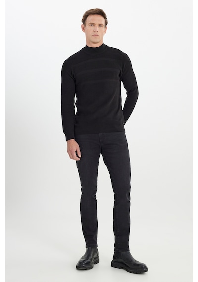 AC&Co / Altınyıldız Classics Erkek Sıyah Pamuklu Standart Fit Normal Kesim Yarım Balıkçı Yaka Jakarlı Triko Kazak Siyah AC&Co / Altınyıldız Classics Erkek Sıyah Pamuklu Standart Fit Normal Kesim Yarım Balıkçı Yaka Jakarlı Triko Kazak Siyah