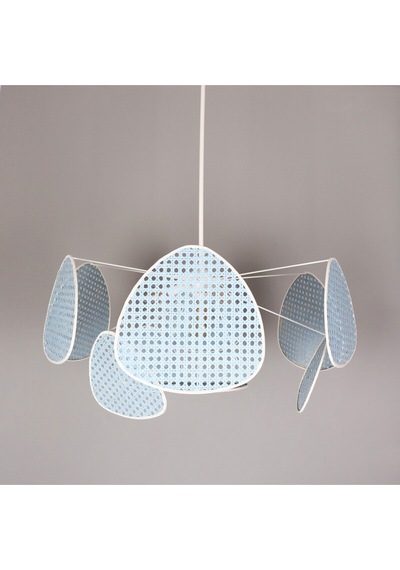 Bulut Mavi Doğal Hazeran Avize 75x35 Cm, 9+1 Yaprak Ve 3+1 Duylu 30 Cm Mavi