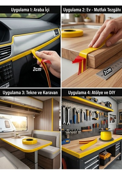 2 Cm Sarı Krom Yapıştırma Şerit 10 Metre Esnek Kendinden Yapışkanlı Dekoratif Krom Kaplama Araç, Mobilya Ve Ev Dekor