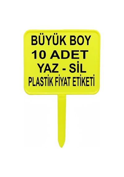 Açılı Saplamalı Plastik Pazarcı Etiketi Büyük Boy Fosforlu Sarı 10 Ad.