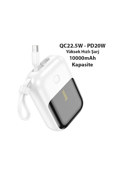 Hoco Q20 Fountain 10000mah 22.5w+pd20w Dijital Göstergeli Kablolu Powerbank Beyaz BEYAZ