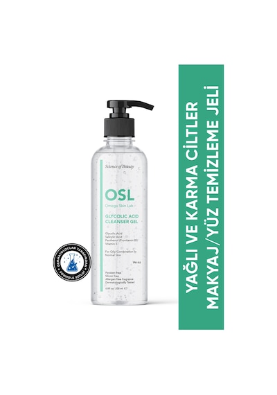 OSL Omega Skin Lab Glycolic Cleanser Yağlı Ve Karma Ciltler İçin Makyaj Ve Yüz Temizleme Jeli 200 ML