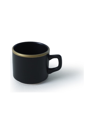 Keramika Mat Siyah Gold Fileli Stackable Çay Takımı 8 Parça 4 Kişilik Siyah - Gold