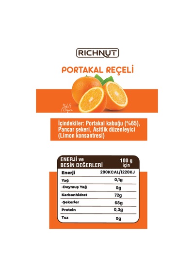 Portakal Reçeli Katkı, Koruyucu, Renklendirici İçermez
