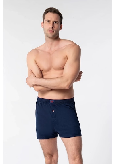Hepsine Rakip Tutku Erkek Penye Düğmeli Boxer 6'lı Paket Pamuklu Rahat Kesim 0117 Lacivert