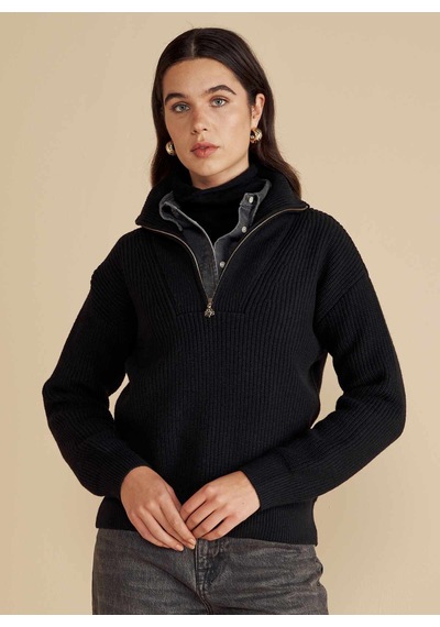 Brooks Brothers Siyah Kadın Bato Oversize Kazak