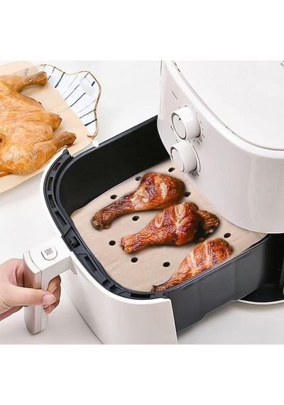 Airfryer Delikli Pişirme Kağıdı 50 Adet Hava Fritözü Kare Model Pişirme Kağıdı Airfryer Fritöz