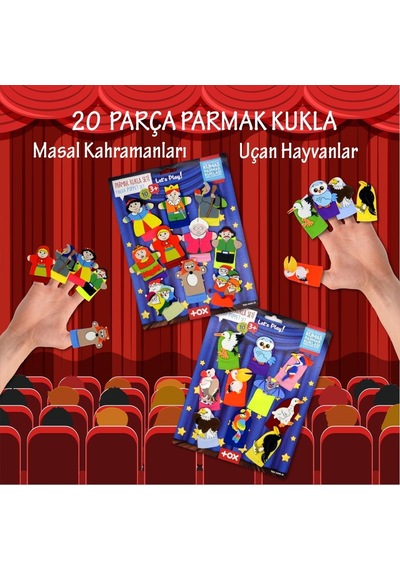 2 Set - 20 Parça Tox Masal  Kahramanları ve Uçan Hayvanlar Parmak