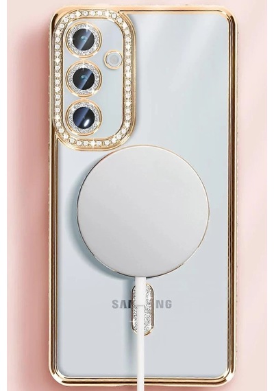 Newface Samsung Galaxy S25 Kılıf Joke Simli Magneticsafe Kılıf - Pembe
