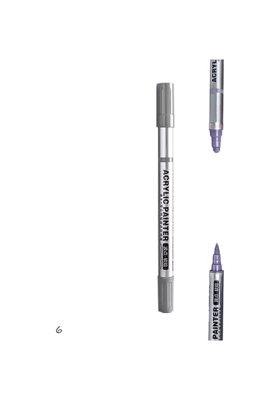 Çift Taraflı Akrilik Marker Kalemi - 1 Adet- Gri Karışık