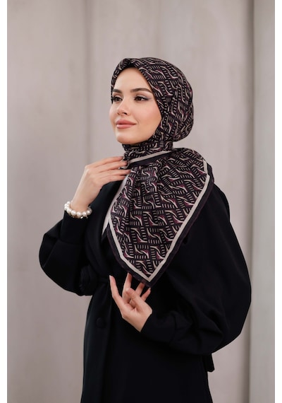 Mimiyum D S Model Soft Eşarp Siyah Mürdüm Çok Renkli