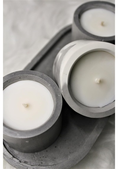 Bottiko Bottiko%100 Soya Wax Beton Dekoratif 3'lü Mum Seti 4 Parça Gri Diğer