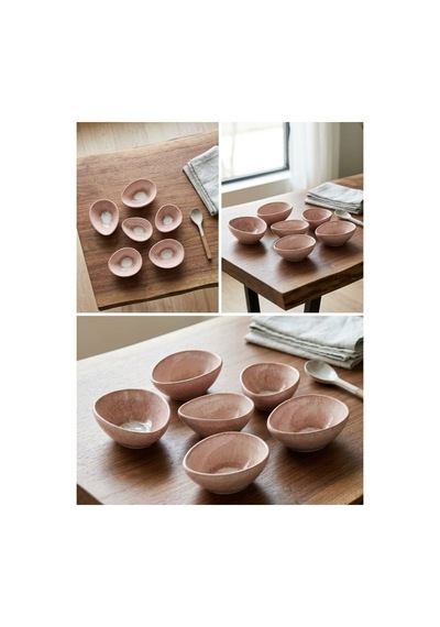 6 Parça Pudra Pembe Kahvaltı Ve Çerezlik Kasesi Seti-retro Sosluk &ikramlık Kase Pembe - 940794198 Pembe