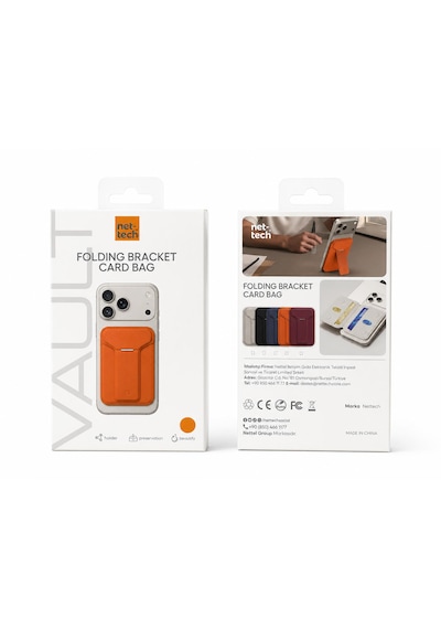 Nettech Nt-n118 Magsafe Kartlıklı Cüzdan Ve Katlanabilir Stand Turuncu