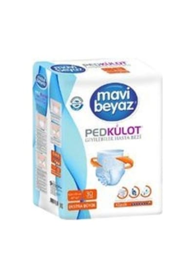 Mavi Beyaz Ped Emici Külot Hasta Bezi XL 2 x 30'lu