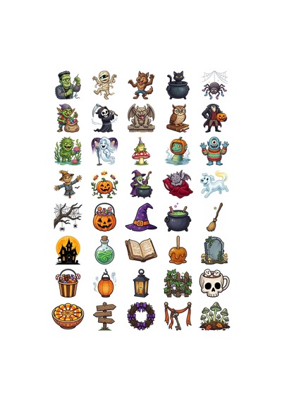 Cadılar Bayramı Komik Karakter Sticker Seti 40 Adet Ajanda Scrapbook Journal Planner Çıkartma Çok Renkli