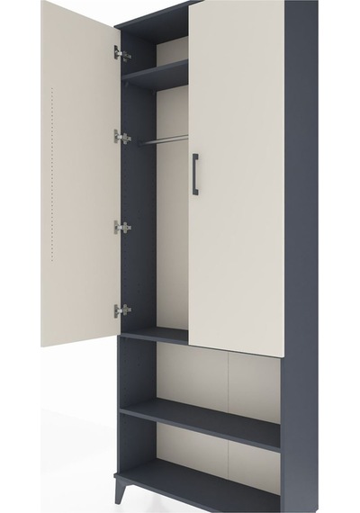 Arges Dolap 3 Raflı 2 Kapaklı Tek Askılı 88x30x221 Antrasit-aytaşı Antrasit